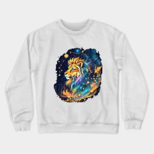 Lion on the background of the starry sky Crewneck Sweatshirt